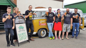 Slovenian supermarket Mercator team and the Beer Bulli van visits the home of Hogstar lager - Hogs Back Brewery