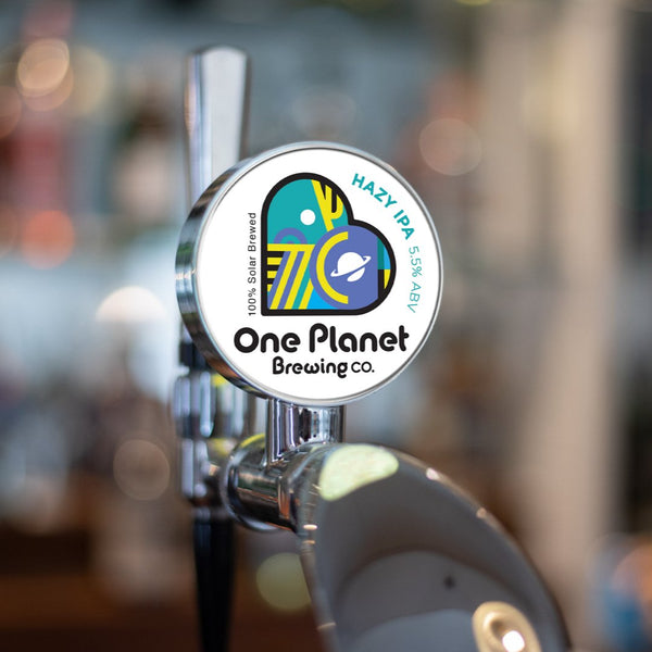 One Planet Brewing Co Hazy IPA beer tap - Hogs Back Brewery Tour - Hogs Back Brewery