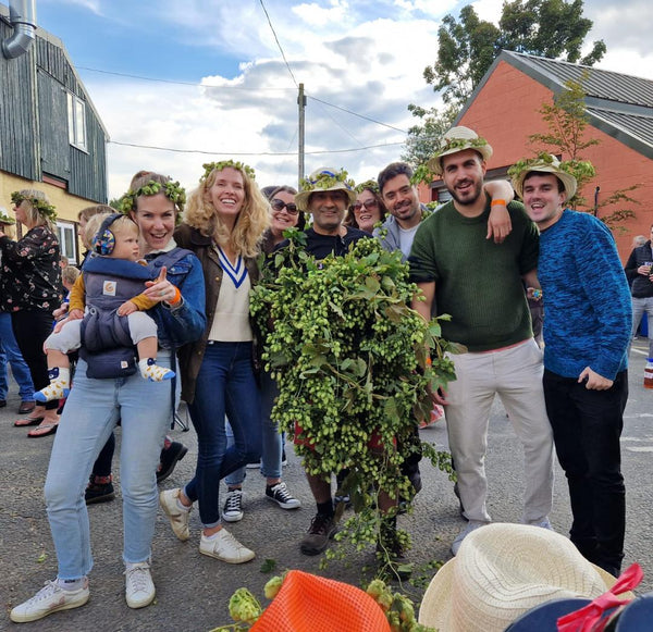 Hop Harvest TEA Party visitors with hop hats - HOP HARVEST TEA PARTY 2024 - Hogs Back Brewery