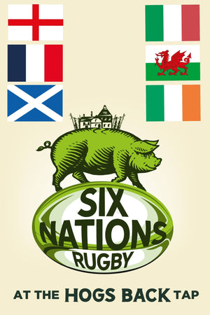 Womens Six Nations Rugby showing at the Hogs Back Tap