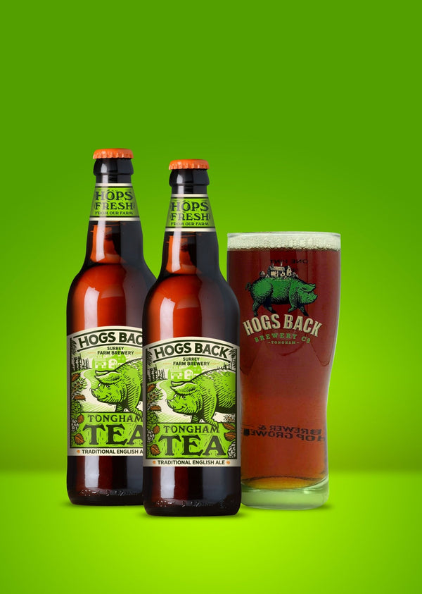 Traditional English Ale TEA bottles with pint beer glass