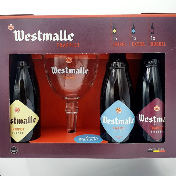 Westmalle Trappist 3 Bottle & Glass Gift Box - Westmalle Trappist 3 Bottle & Glass Gift Box - Hogs Back Brewery